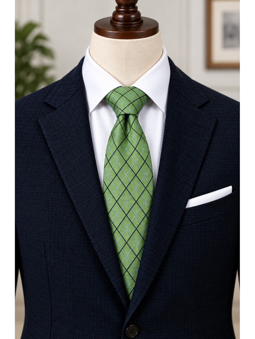 Chaps Green Plaid Silk Men's Tie